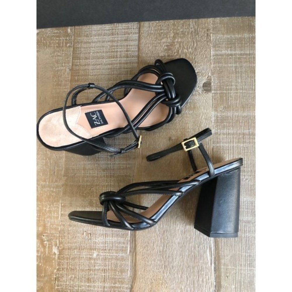 ZAC ZAC POSEN Yanni women black leather Sandal size 9.5 - Picture 7 of 11